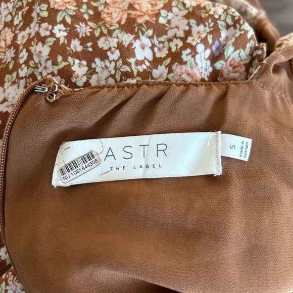 ASTR the Label Dress Women's Small Brown Floral Milkmaid Cottagecore Midi - Picture 9 of 15